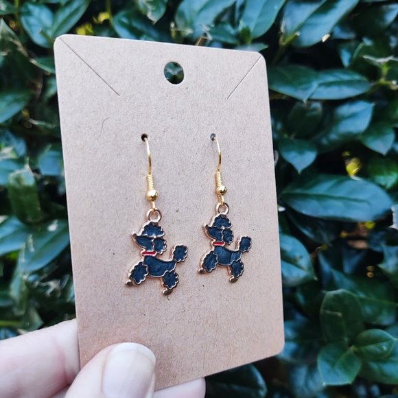 Black Poodle Earrings - Picture 2 of 7